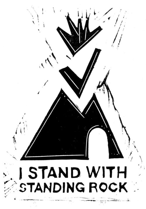 Poster supporting Standing Rock against pipelines